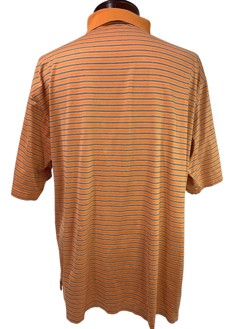 XL Fairway & Greene Mens Golf Polo Shirt Orange Striped Short Sleeve