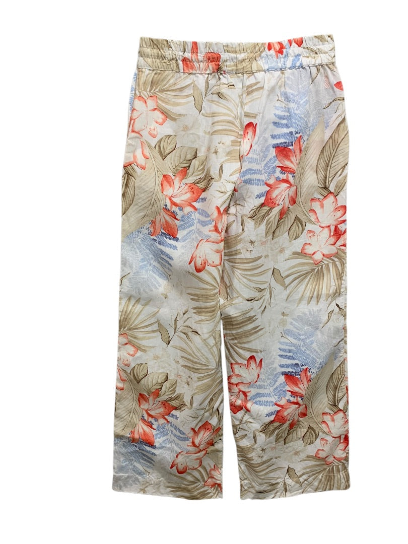 Small Tommy Bahama Womens Tropical Print Linen Pants Pull On