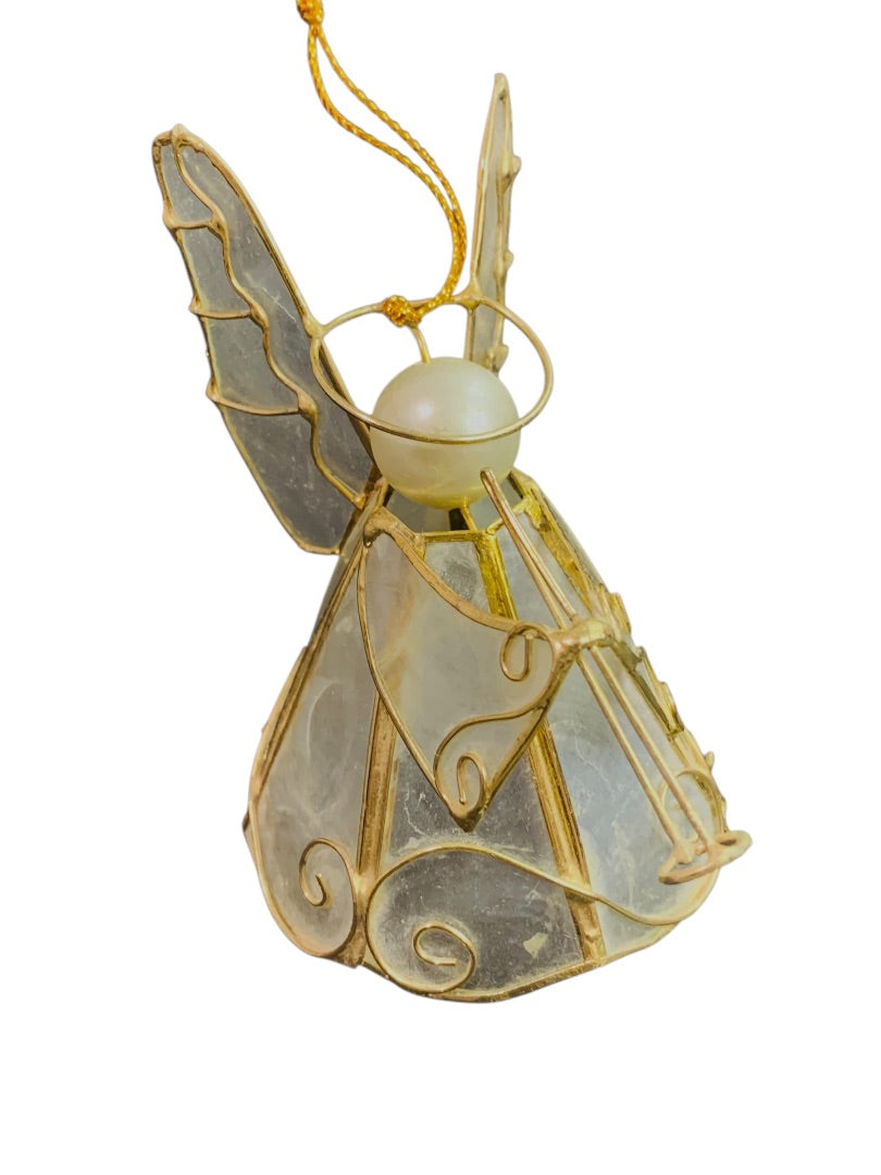 Goldtone Angel Ornaments Acrylic and Metal Hanging Christmas