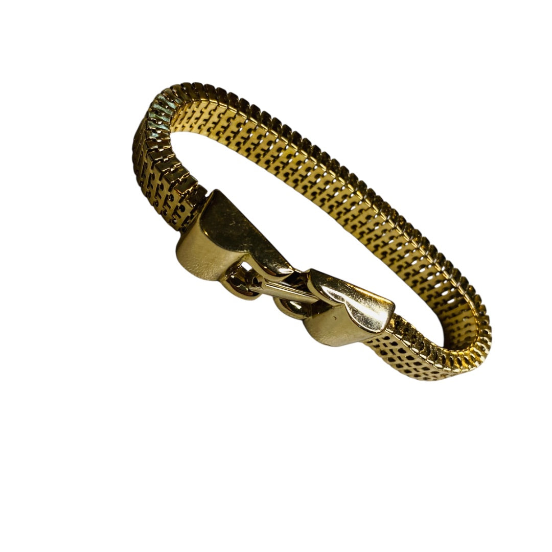 Vintage Goldtone 7 inch Foldover Clasp Bracelet 10mm