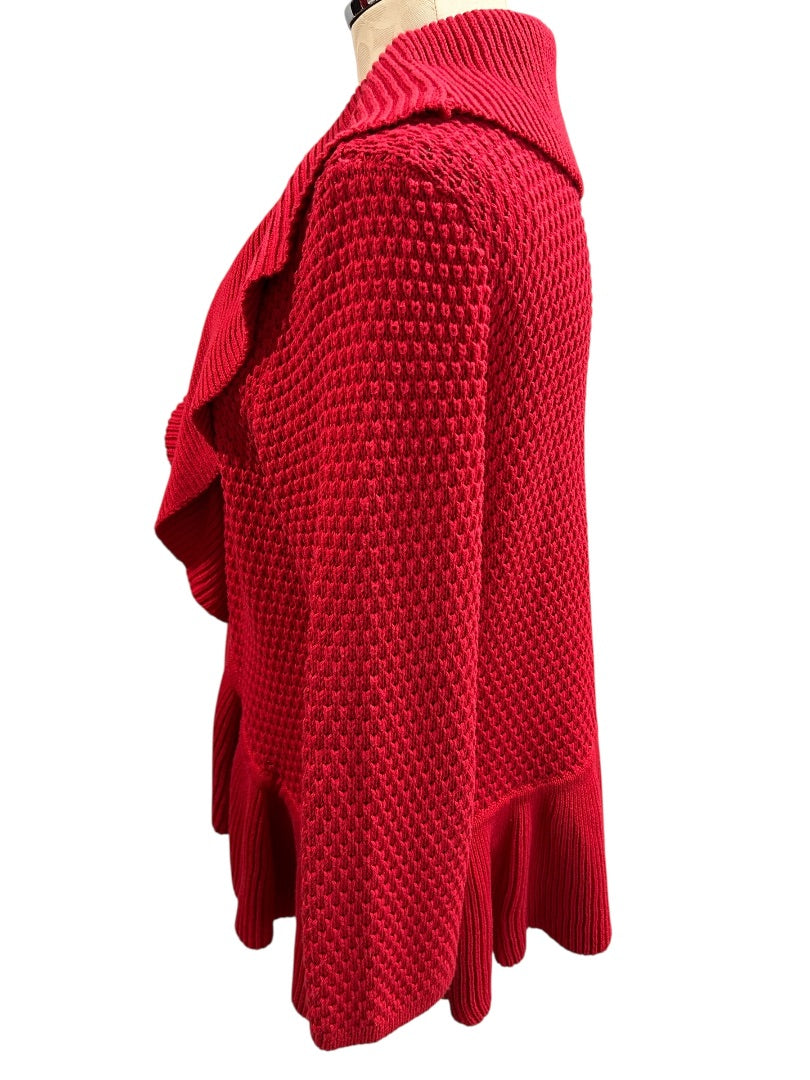 XL Ruby Rd. Womens Red Open Front Cardigan Soft Sweater