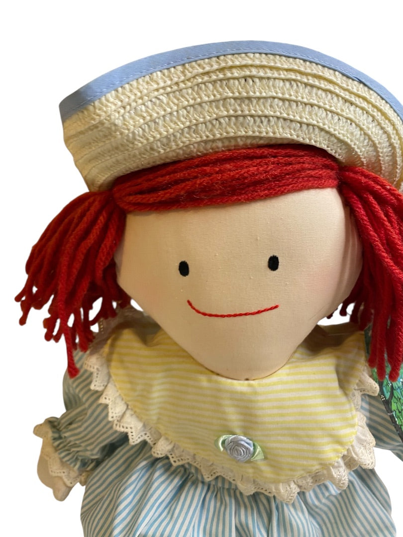 1990 Madeline by Eden 18" Rag Cloth Doll with Tags Blue Yellow Dress