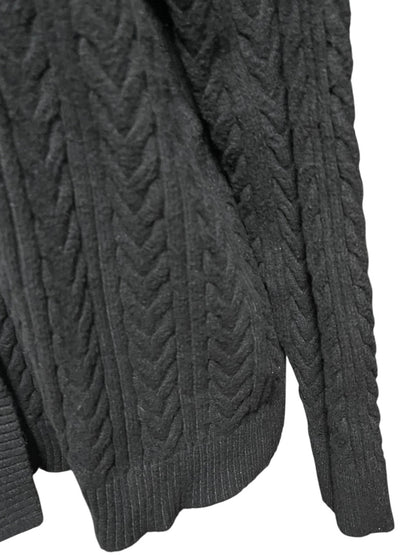 XL Cyrus Cable Knit Open Cardigan Sweater Black Womens