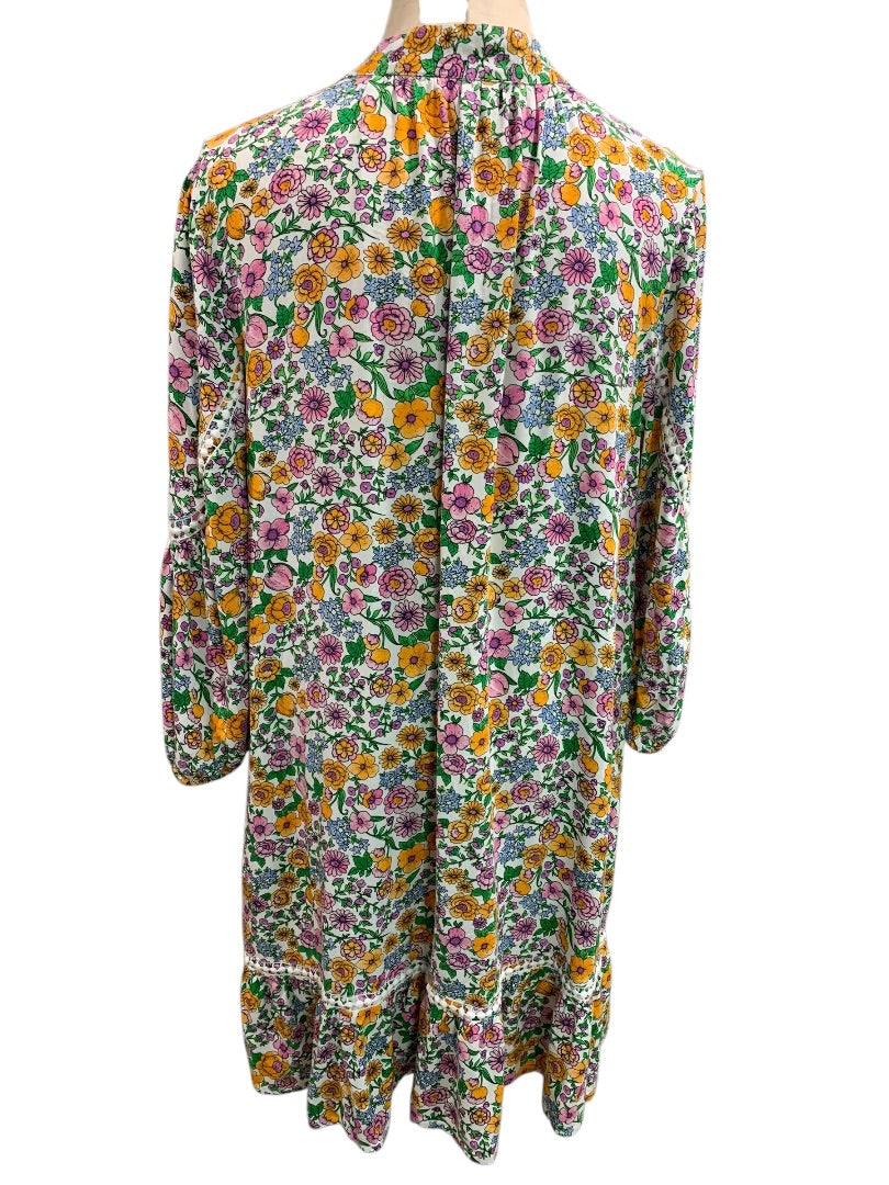 Large Crown & Ivy Long Sleeve Boho Shift Dress Floral Print Soft