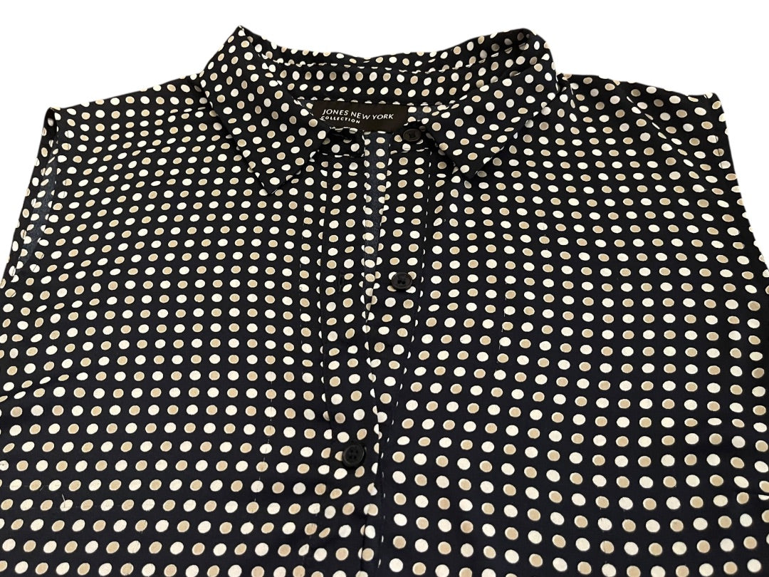 Size 16 Jones New York Womens Button Up Polka Dot Sleeveless Blouse Shirt