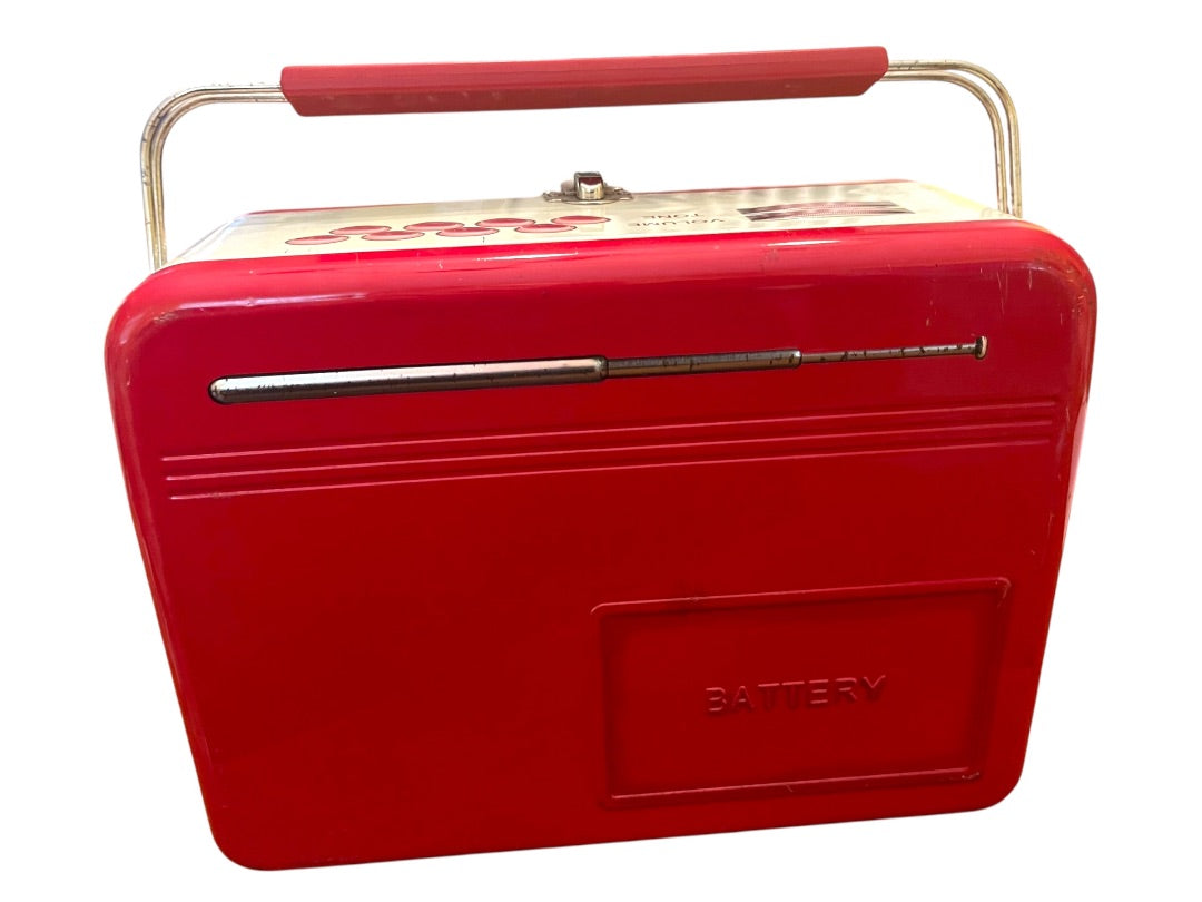 Retro Radio Tin Metal Lunch Box Novelty Silver Crane Co