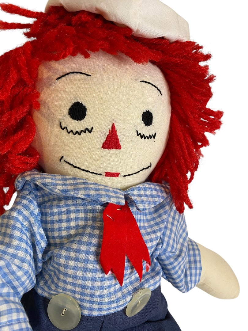 Vintage Raggedy Andy Rag Doll 25 Inch Handmade Embroidered Face