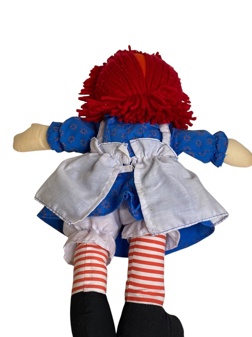Vintage Raggedy Ann Rag Doll 18" Button Eyes Embroidered Face