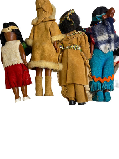 Lot of 5 Native American Vintage Dolls Sleep Wake Eyes Papoose