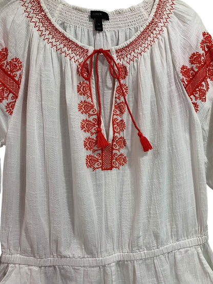 Medium J.Crew Womens Embroidered Beach Romper Cotton Sheer G6587