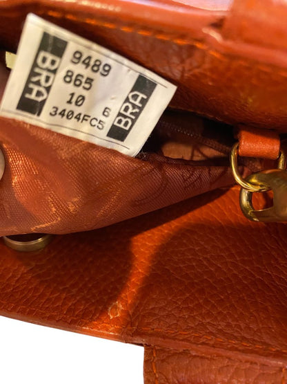 Furla Rust Pebbled Leather Handbag Satchel Shoulder Strap Italy