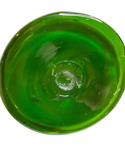 MidCentury Art Glass Sculpture Handblown Green 15" Maexsa Style