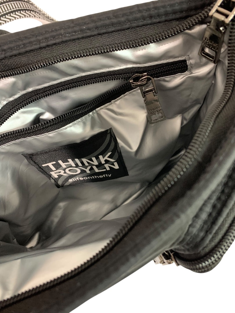 Think Rolyn Black Puffer Bag Crossbody Interchangeable Straps