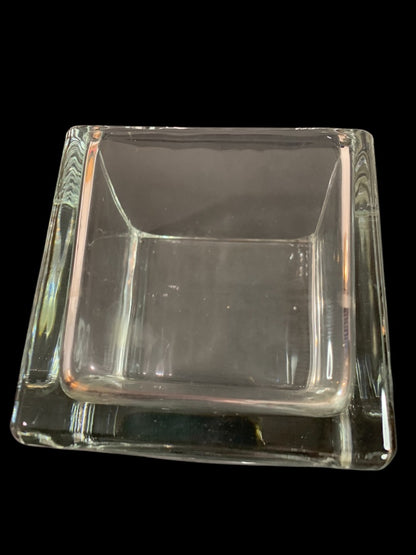 Home & Garden Clear Square Glass Vase Candle Holder 4" Cube