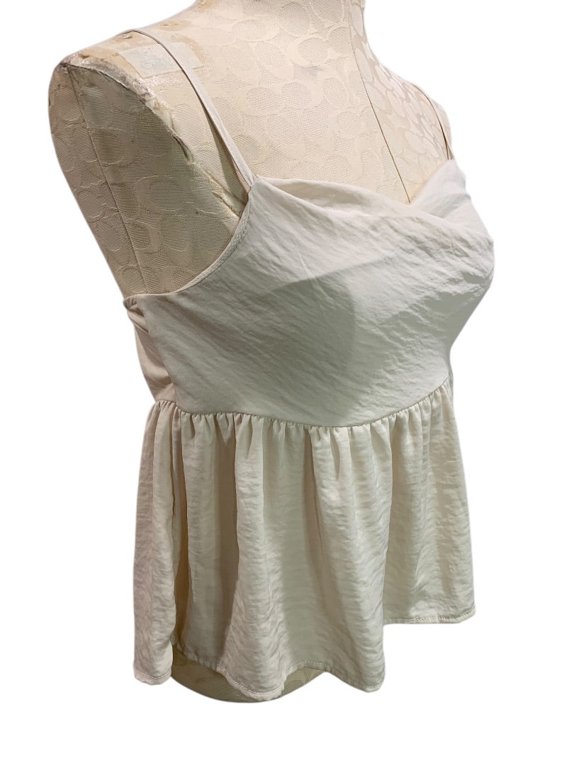 Small American Eagle Tan Shirt Spaghetti Strap Peplum Fitted Bodice