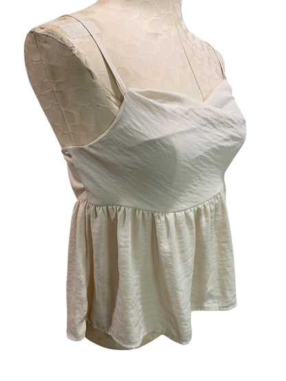 Small American Eagle Tan Shirt Spaghetti Strap Peplum Fitted Bodice