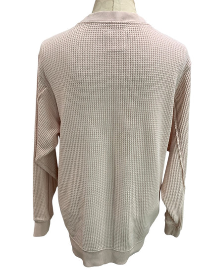 XS Aerie Womens Pink Oversize Thermal Sweatshirt Crewneck Pullover