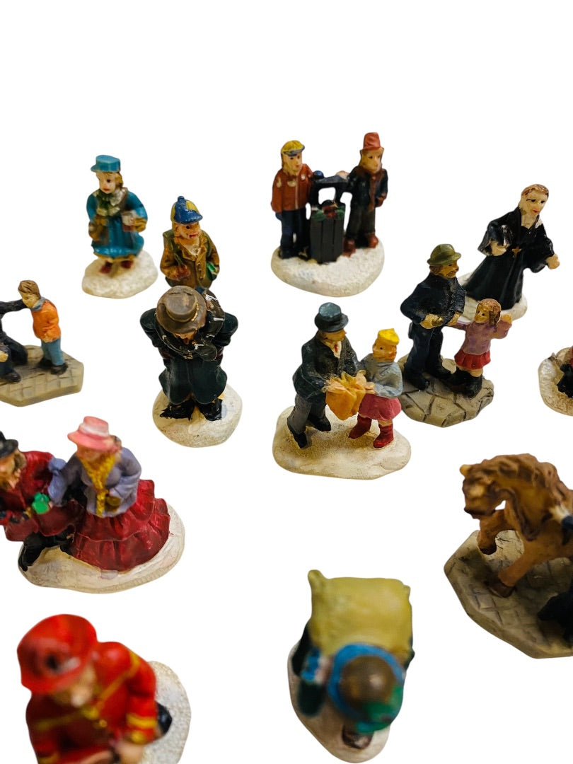 Lot of 31 Assorted Resin Christmas Village Figurines 1.25-1.75"