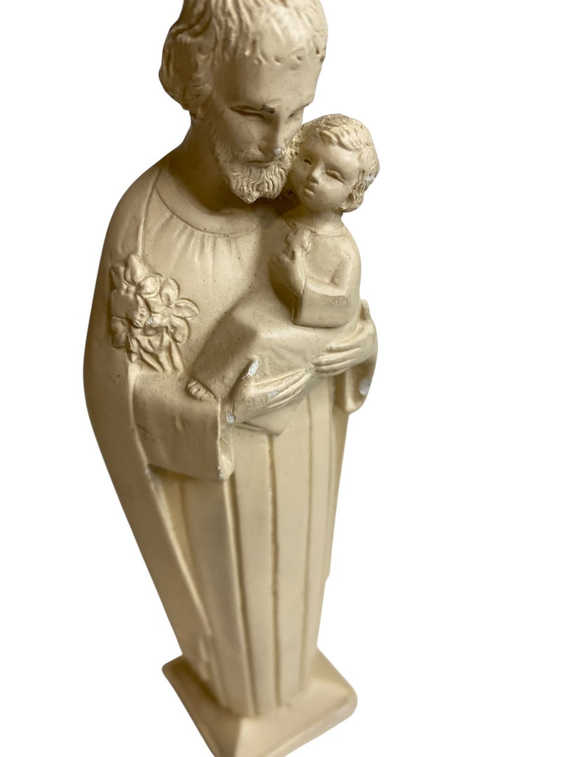 Vintage Plaster Figure Joseph and Baby Jesus 6.75" Figurine Religious