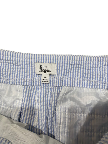 Size 16 Kim Rogers Womens Stretch Seersucker Capri Crop Pants Side Zip