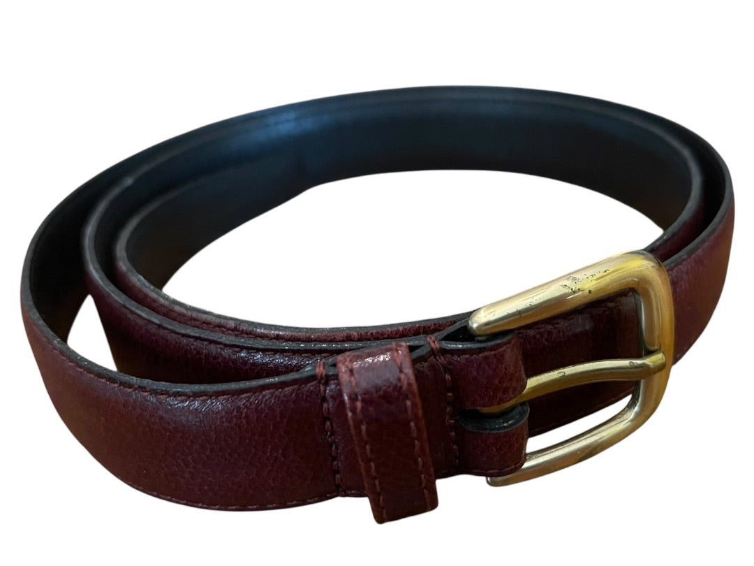 Size 36 Henry Grethel Leather Belt Goldtone Hardware .75" Width Burgundy