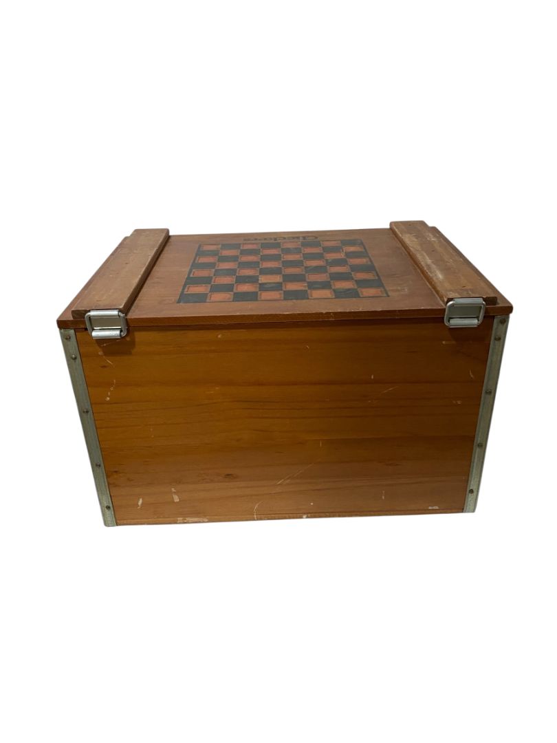1990s Wooden Coca-Cola Coke Checkers Hinged Crate Box with Checkers