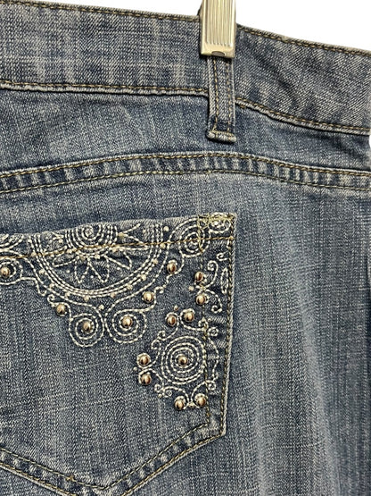 Size 16W Mwah Jeans Denim Skirt Midi Y2K Embellished Pockets