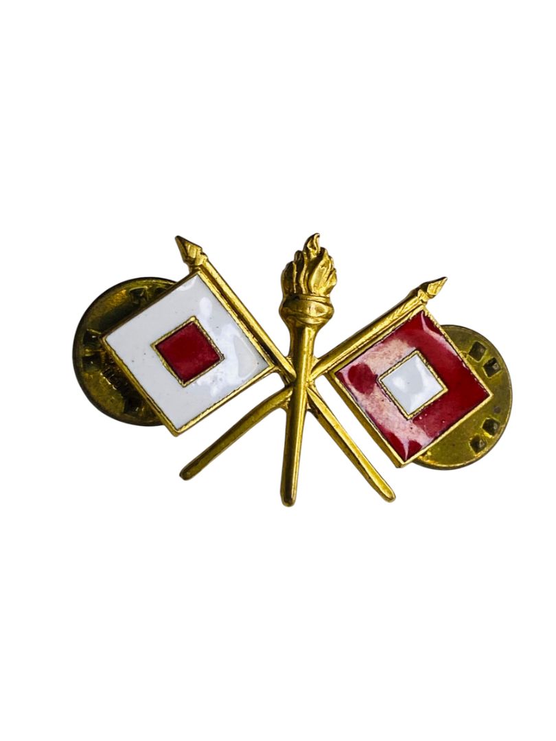 Vintage US Army Signal Officer Collar or Lapel Pin Goldtone 1"