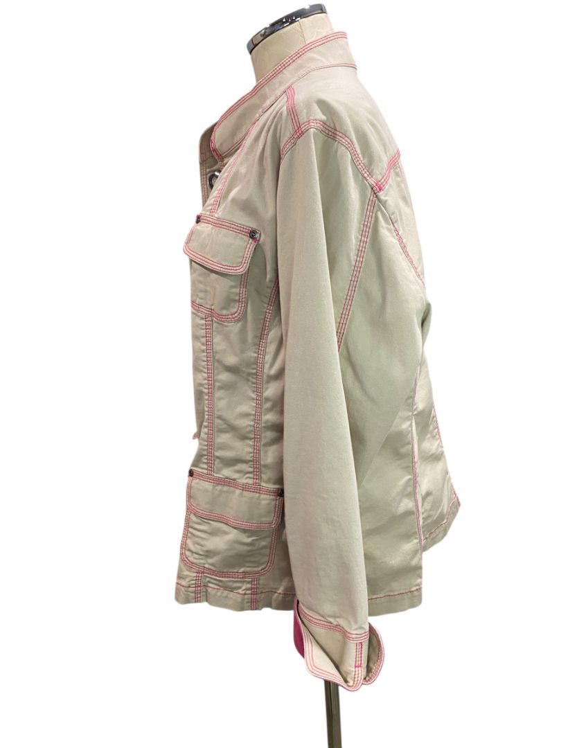XL (16/18) Additions by Chicos Tan Contrast Stitch Cuff Jacket Womens