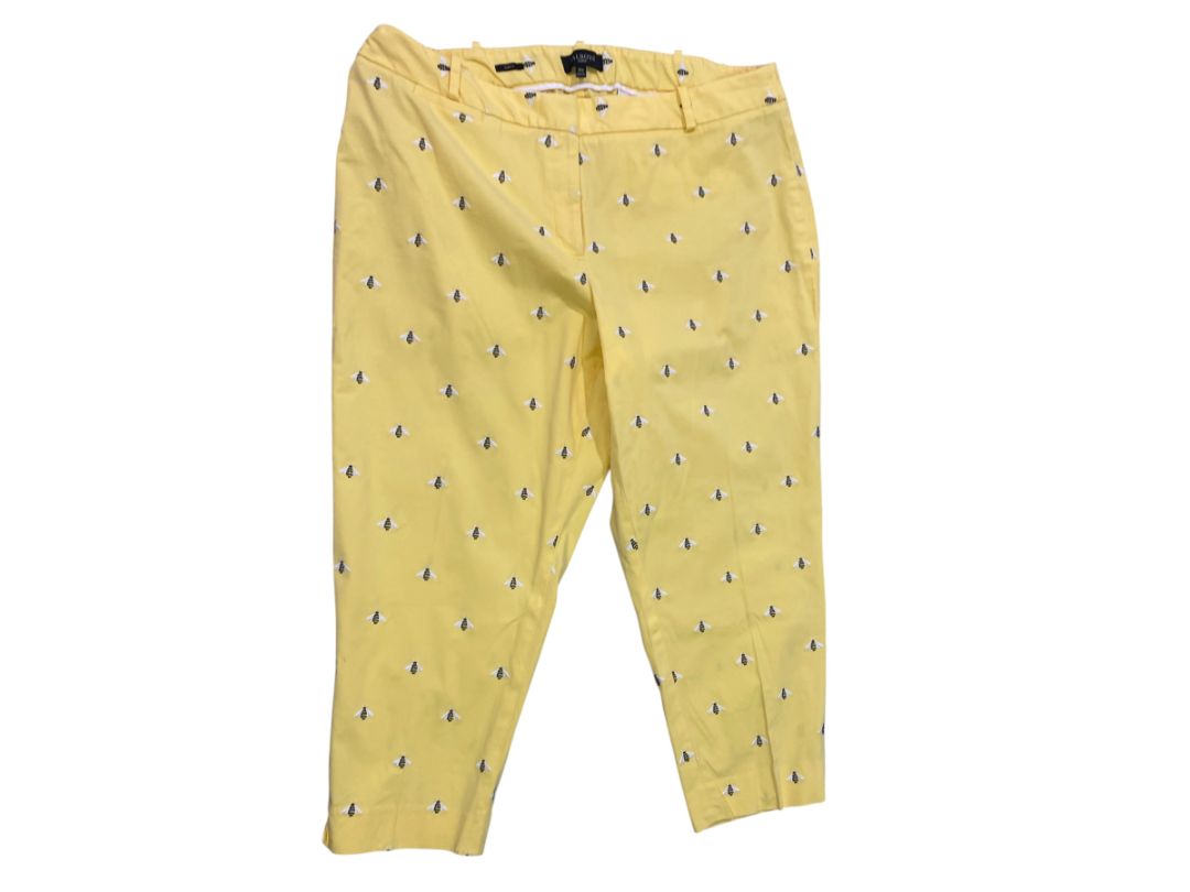 Size 18W Talbots Woman Curvy Yellow Embroidered Bumblebee Chino Pants