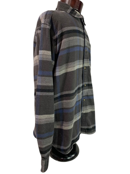 XL Columbia Mens Pitchstone Heavy Weight Flannel Shirt Gray Plaid