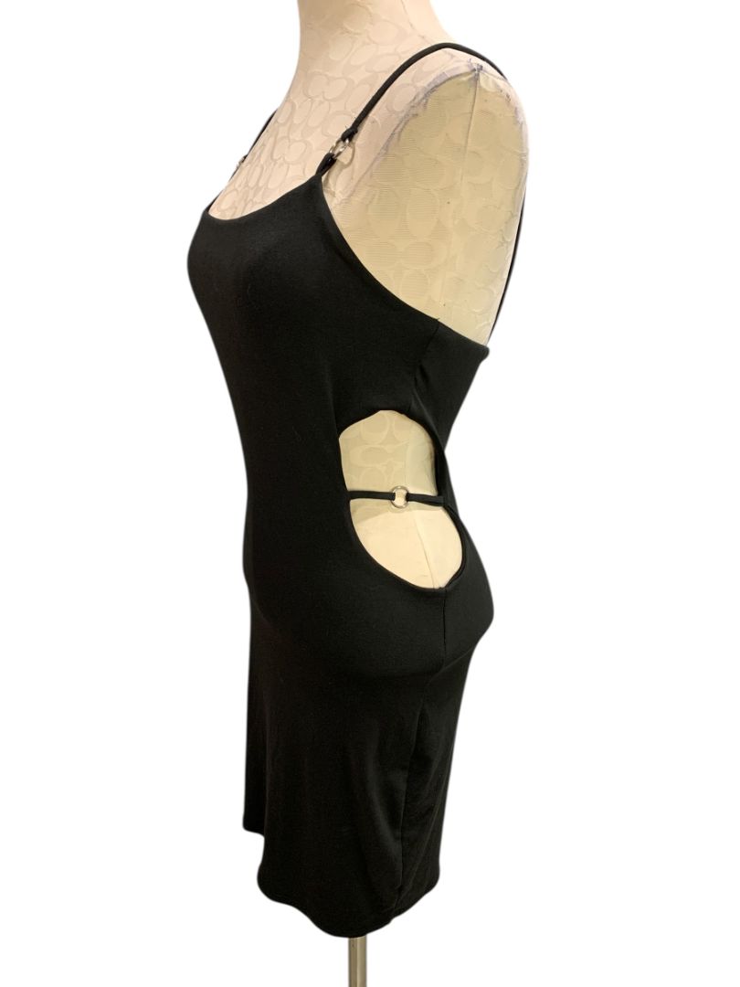 Size Medium 21 Saints New Black Dress Cut Out Sides Fitted Stretch