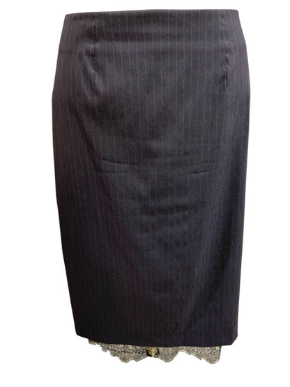 Size 38 Marcel Marongiu Skirt Suit Jacket Pinstripe Lace Trim France