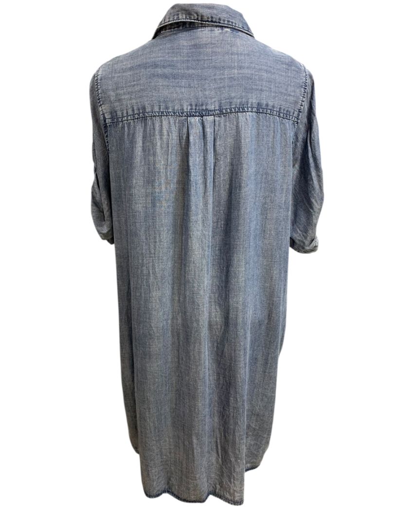 Size 1X Velvet Heart Jean Denim Shift Dress Pockets Short Sleeve