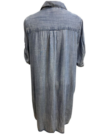 Size 1X Velvet Heart Jean Denim Shift Dress Pockets Short Sleeve