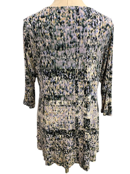 Size 1X Rose & Olive Womens Print Scoop Neck Tunic 3/4 Sleeve
