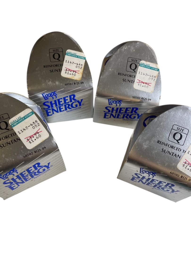4 Pairs L'eggs Pantyhose Size Q Sheer Energy Regular Suntan 60502 RQS Vintage 1992
