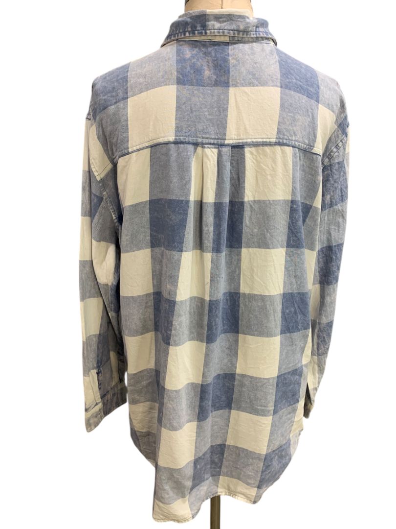 XL Berkley Jensen Womens Blue White Casual Button Up Shirt