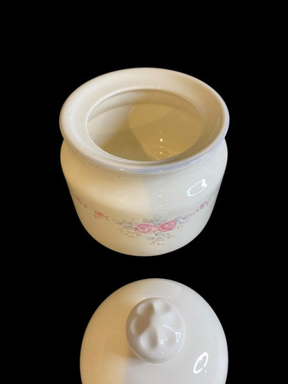 Vintage Pfaltzgraff Trousseau Lidded Sugar Bowl Ivory Floral