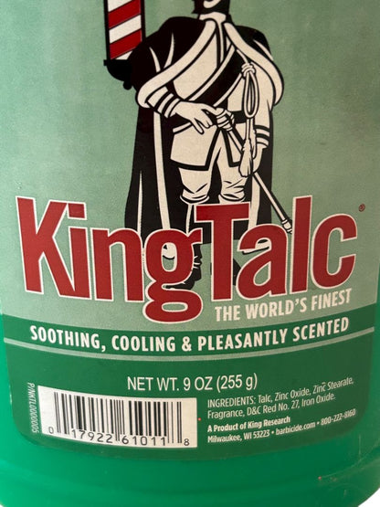 King Talc Soothing Cooling Pleasantly Scented 9oz New