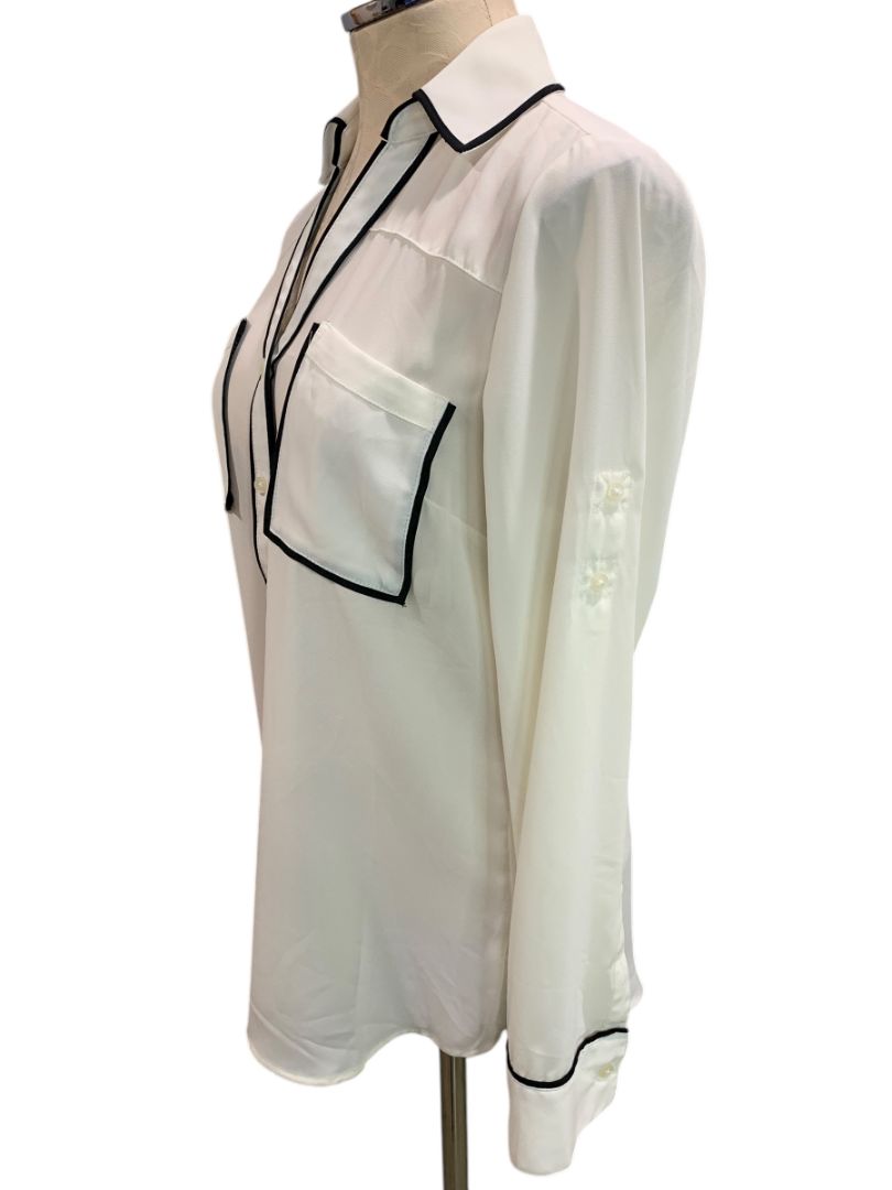 Size Medium Express Womens The Portofino Shirt Sheer Ivory Blouse