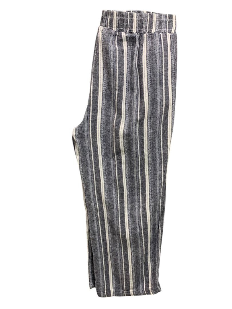 Size Large Briggs Womens Linen Blend Striped Pull On Pants Pockets