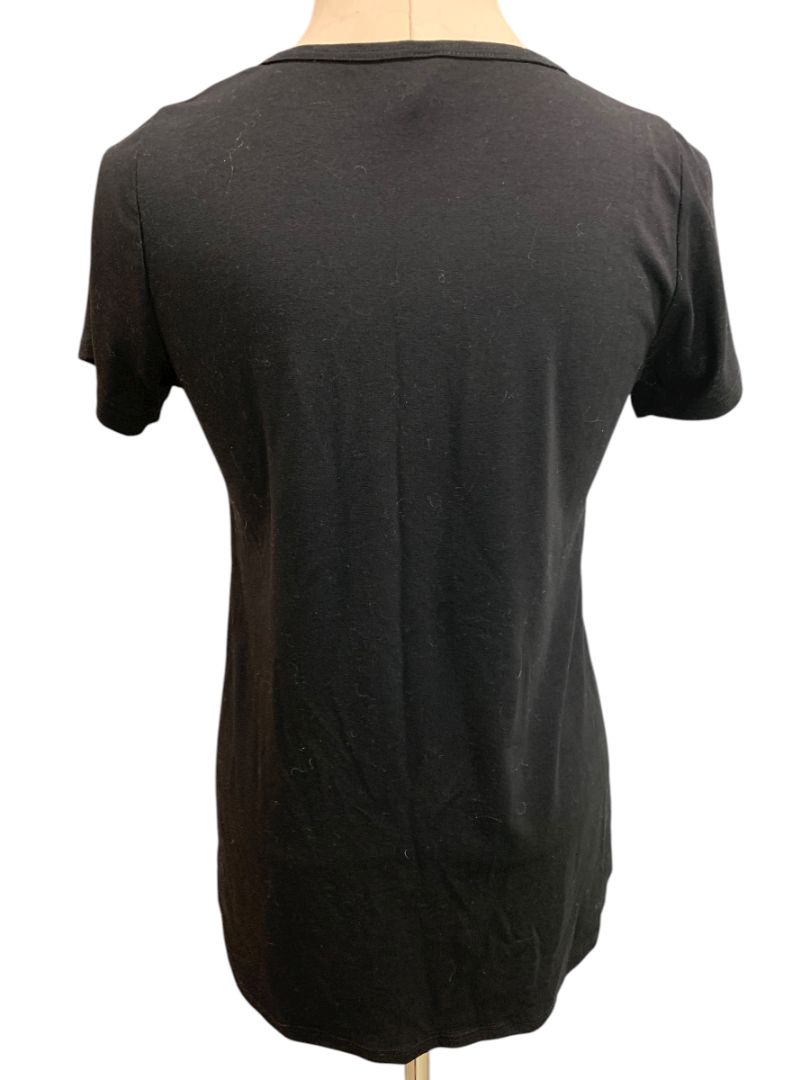 Size XS LulaRoe Black Scoop Neck Tshirt Womens Short Sleeve Hi Lo Hem