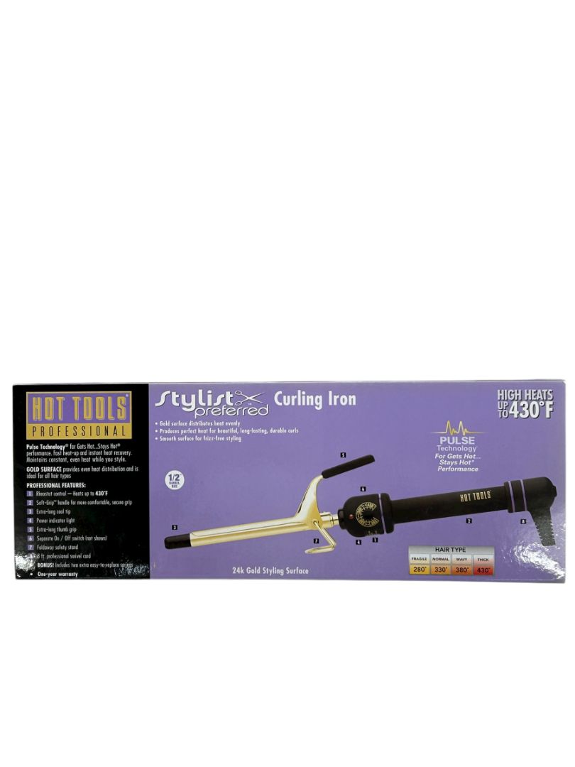 Hot Tools Professional Hair Curling Iron 1/2" 1103 Spring Gold Salon Beauty New