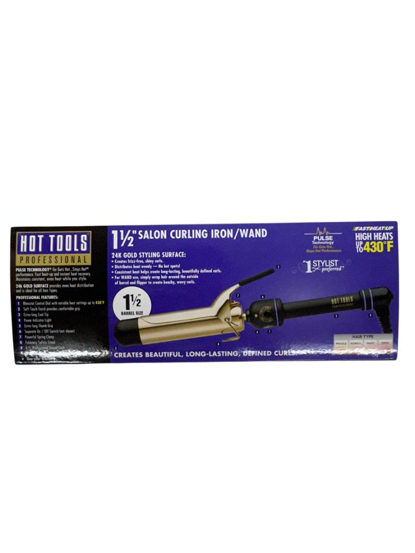 Hot Tools Professional Hair Curling Iron 1 1/2" 1102 Spring Gold Styling Beauty New