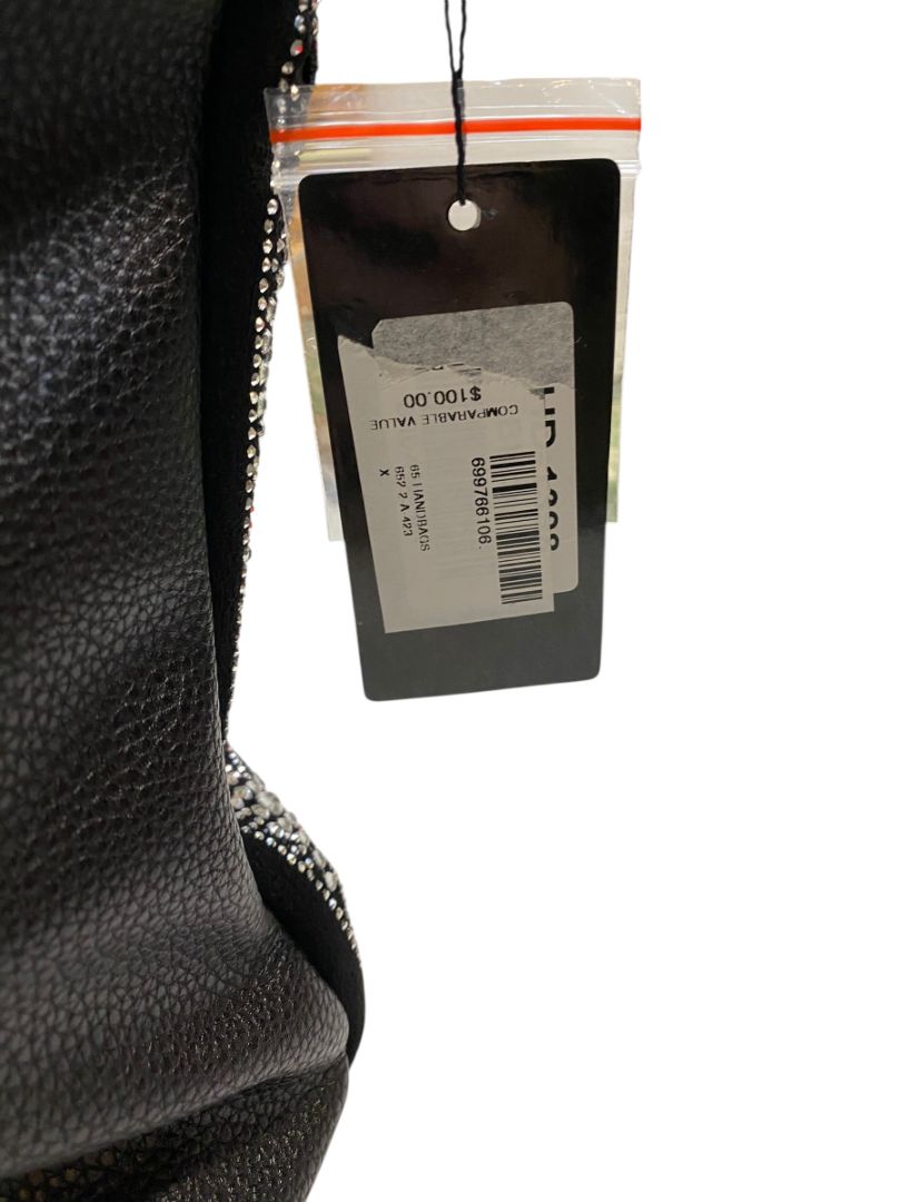 New Black Handbag Tote Rhinestone Bling Detachable Shoulder Strap