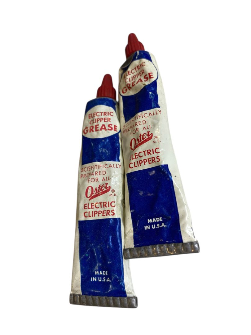 Vintage Oster Set of two Tubes Electric Hair Clipper Grease Lubricant USA