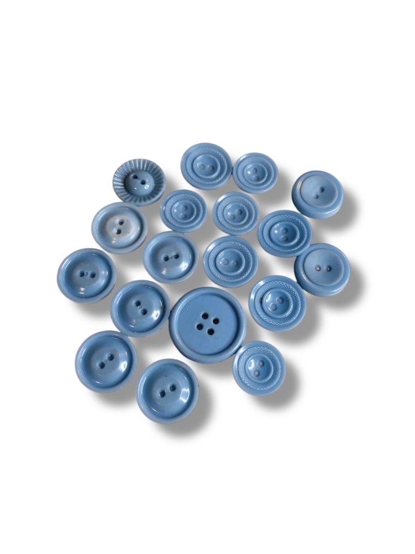 Lot of 18 Midcentury Buttons Plastic Assorted Light Blue