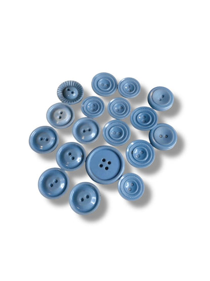 Lot of 18 Midcentury Buttons Plastic Assorted Light Blue