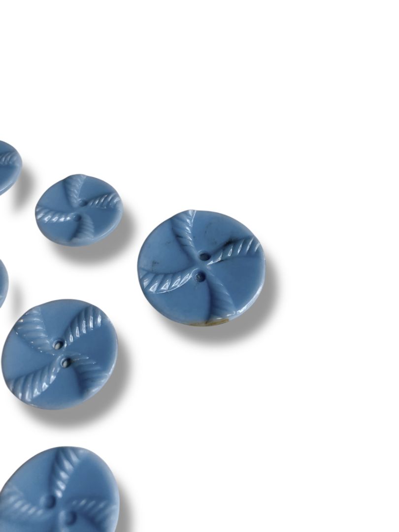 Lot of 13 Midcentury Buttons Plastic Assorted Light Blue Rope Design